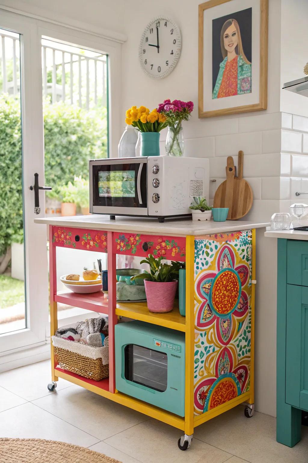 Infuse personality into your kitchen with a colorful cart.