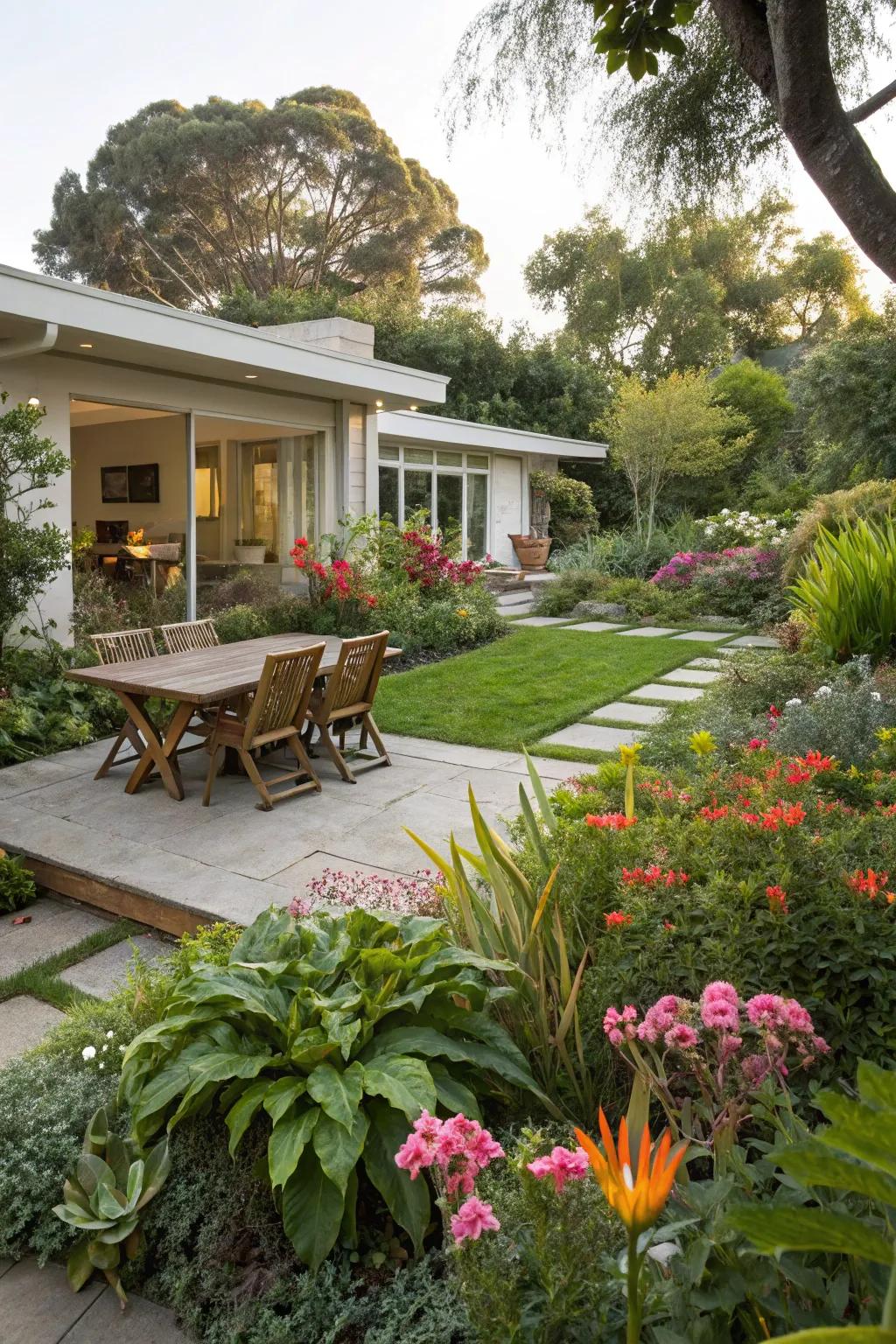 Lush greenery animates outdoor spaces with life and color.