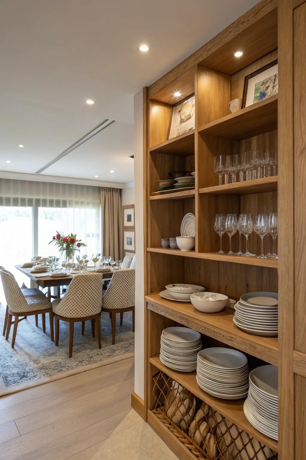 Effective storage helps keep your dining area neat and organized.