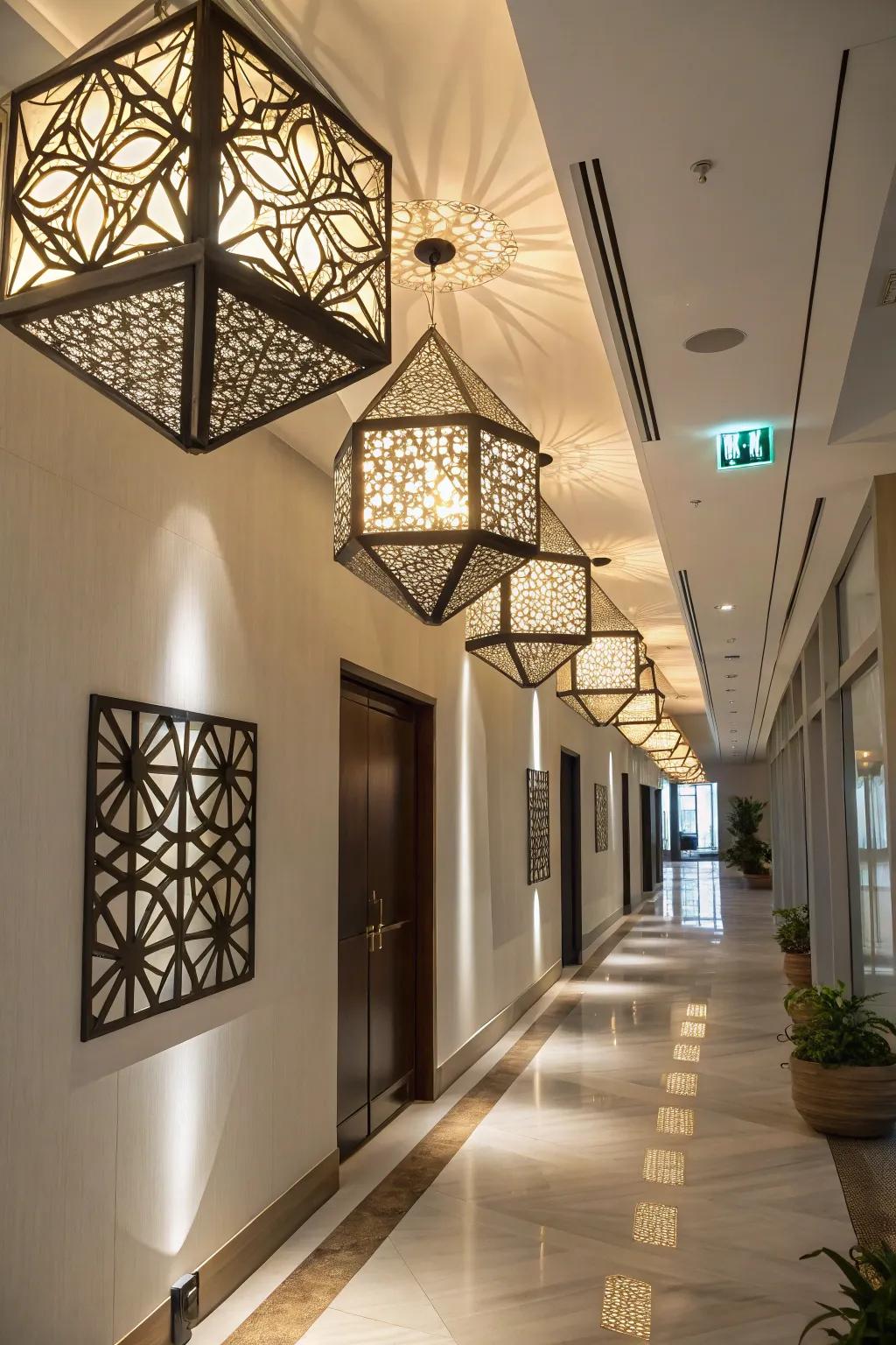 Angles and Shapes fixtures introduce an unusual spin to hallway design.