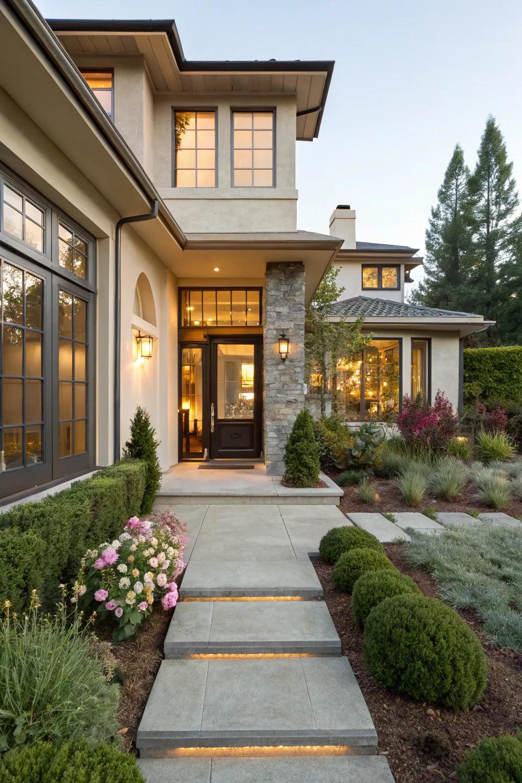 A modern residence featuring an open and welcoming entrance.