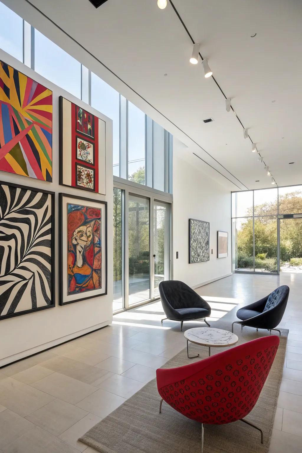 A contemporary interior featuring audacious artwork as an accent.
