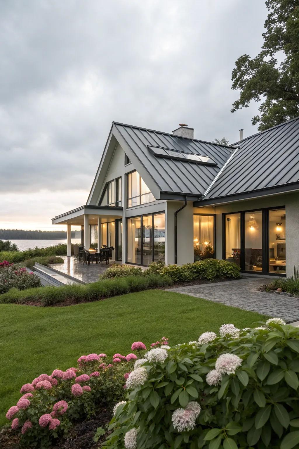 Metal roofs offer a chic and durable option for modern homes.
