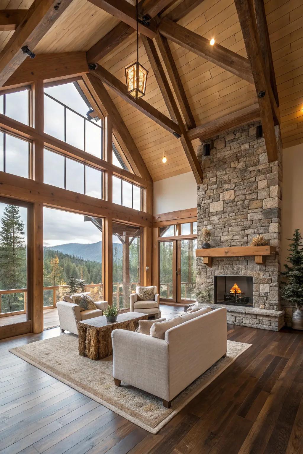 Modern meets rustic in an elegant mountain home.