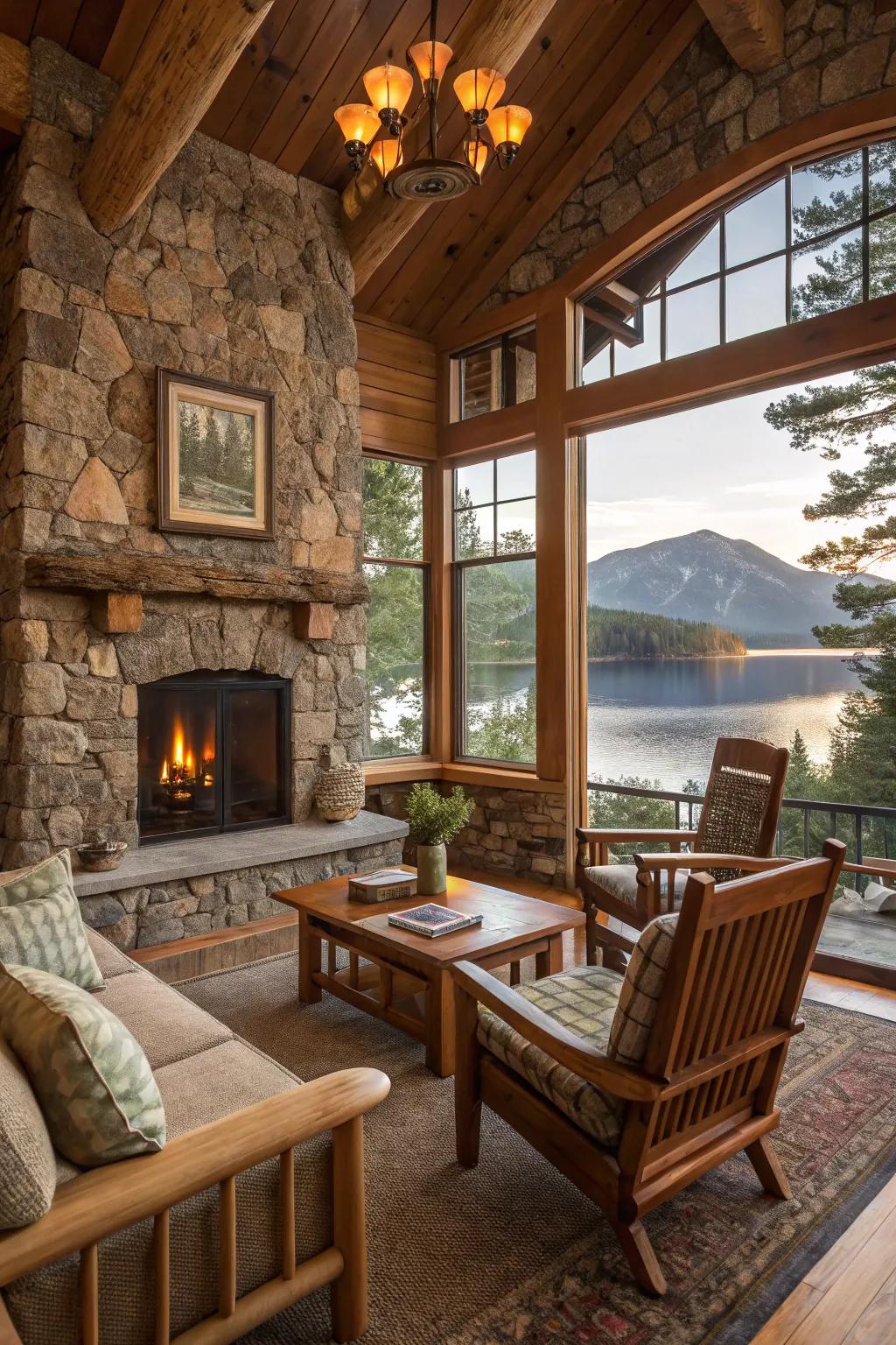 Natural materials mirror the beauty of the surrounding environment.