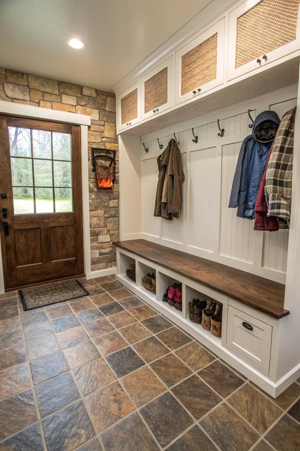 Tough tile flooring guarantees lasting beauty and straightforward maintenance.