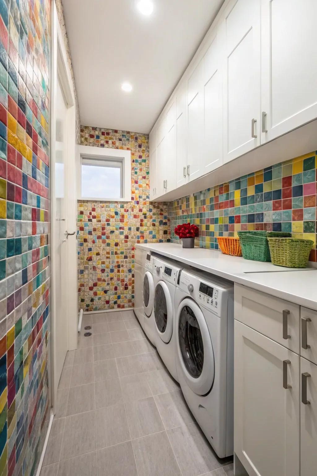 A stylish backsplash can elevate the entire look of your laundry room.