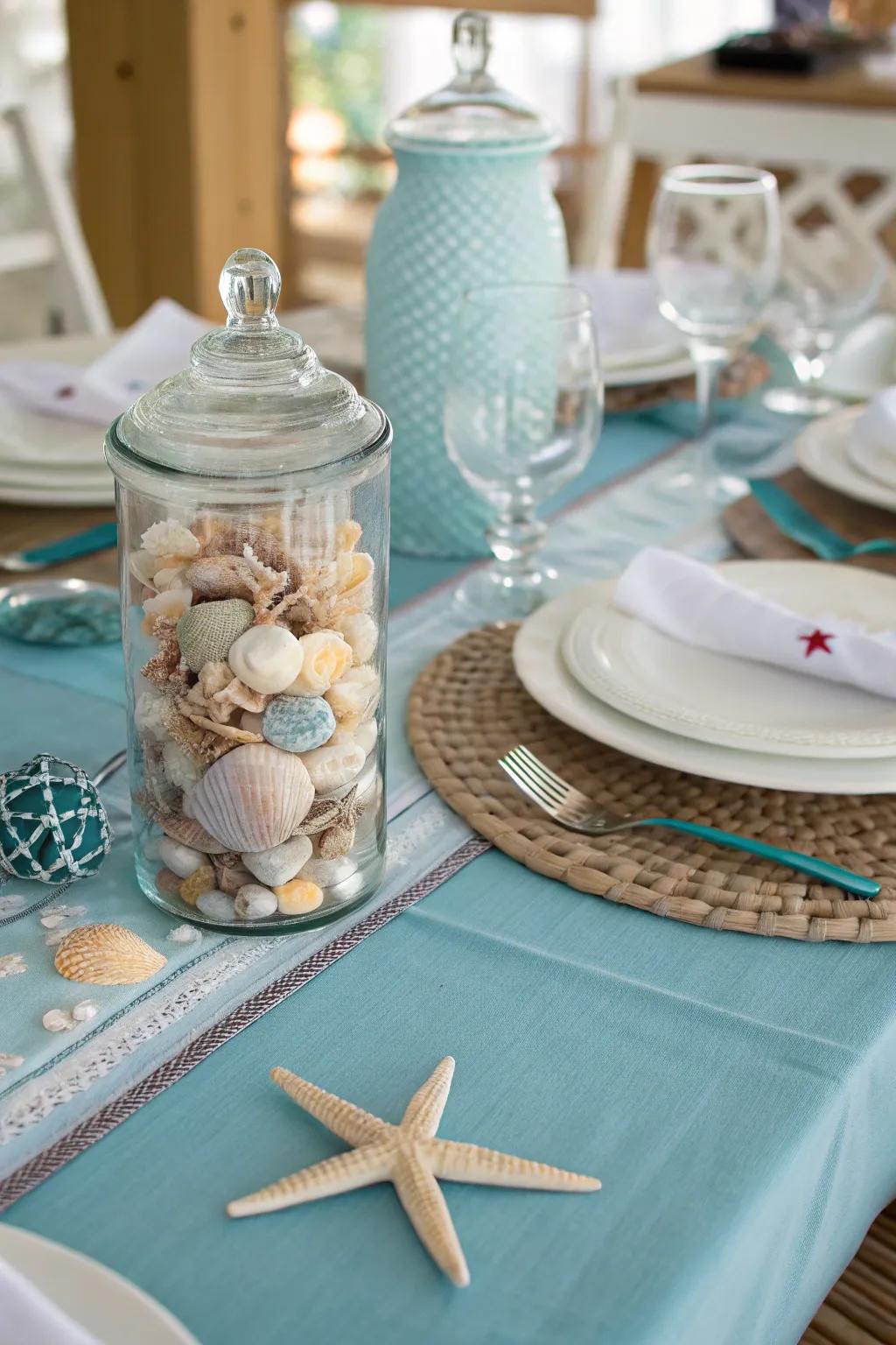 Seashells create exquisite and natural nautical design.