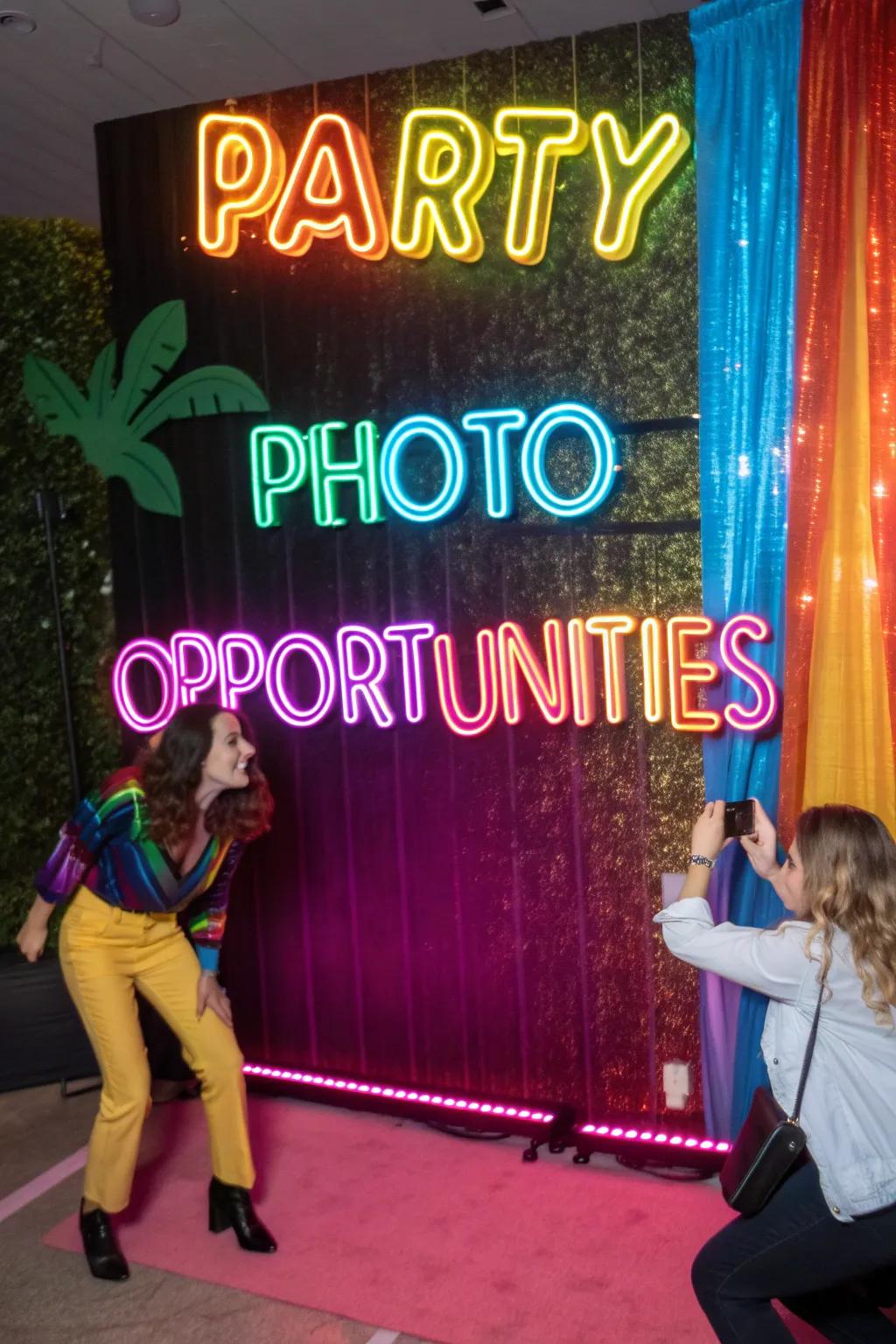 A radiant-shaded scenery with vibrant phrases, suitable for documenting memorable party photos.