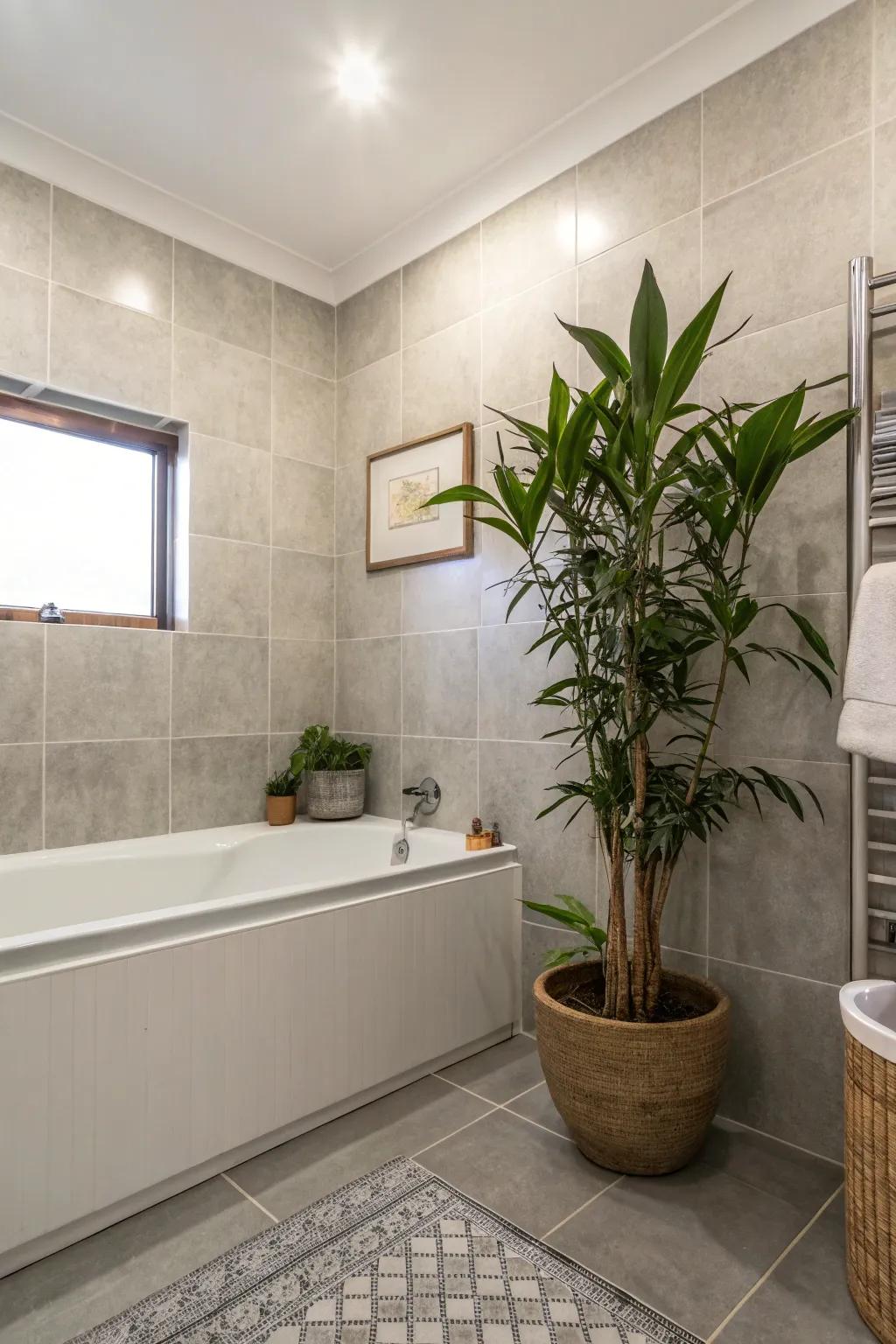 Foliage imparts a fresh component to the neutral layout.