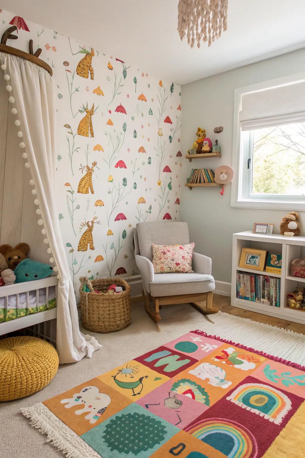 Whimsical designs bring a playful spirit to a nursery.