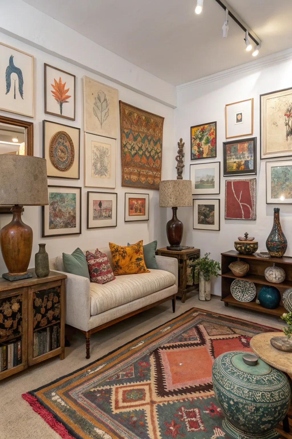 Art lends a personal and aesthetic touch to the space.