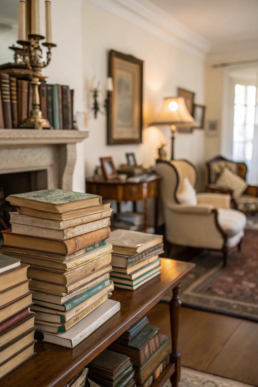 Time-honored books contribute intellectual charm to the embellishments.