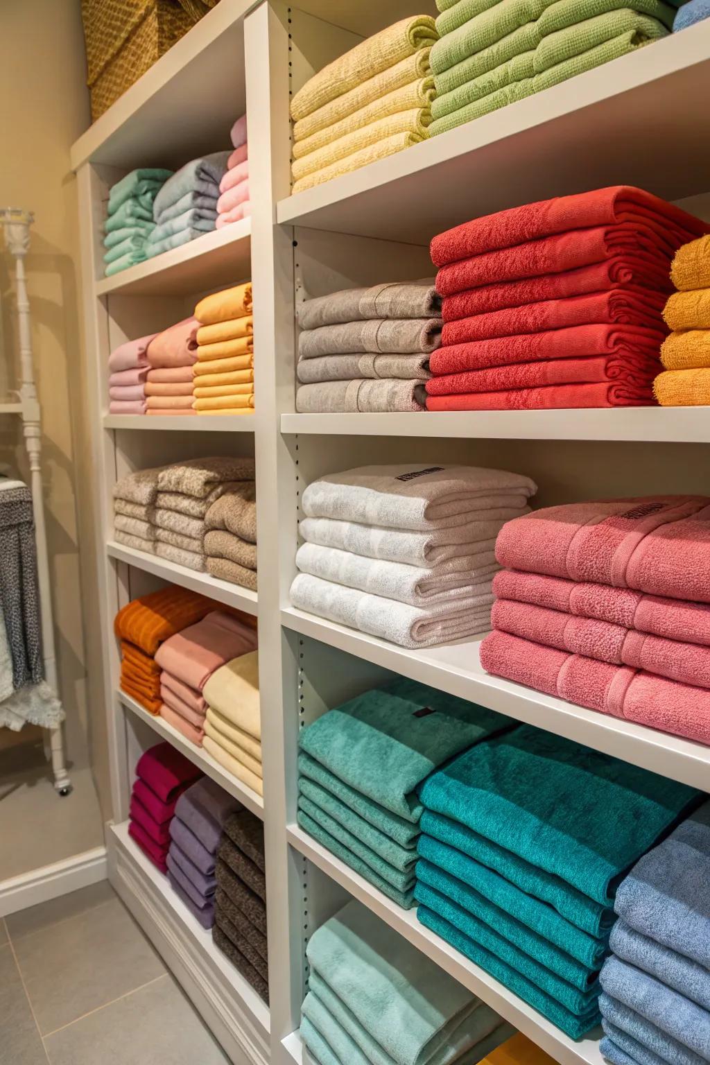 Color-matched linens enhance your closet’s look