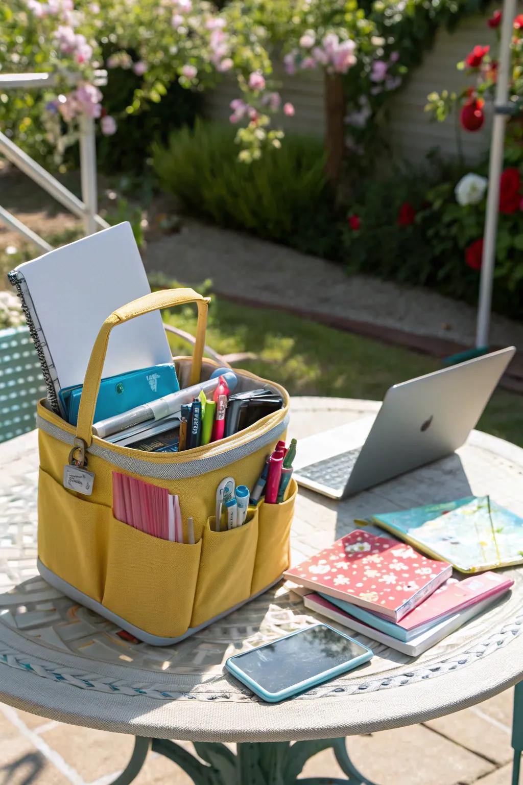 Portable caddies provide flexibility and ease.