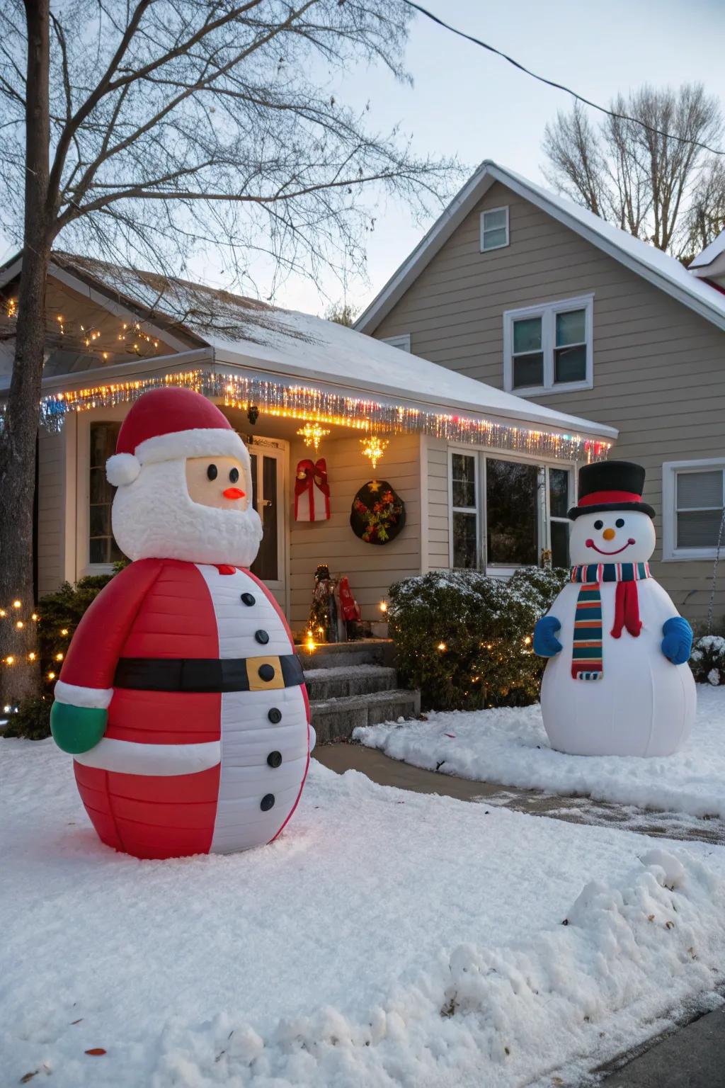 Characters that inflate offer a whimsical addition to your festive display.