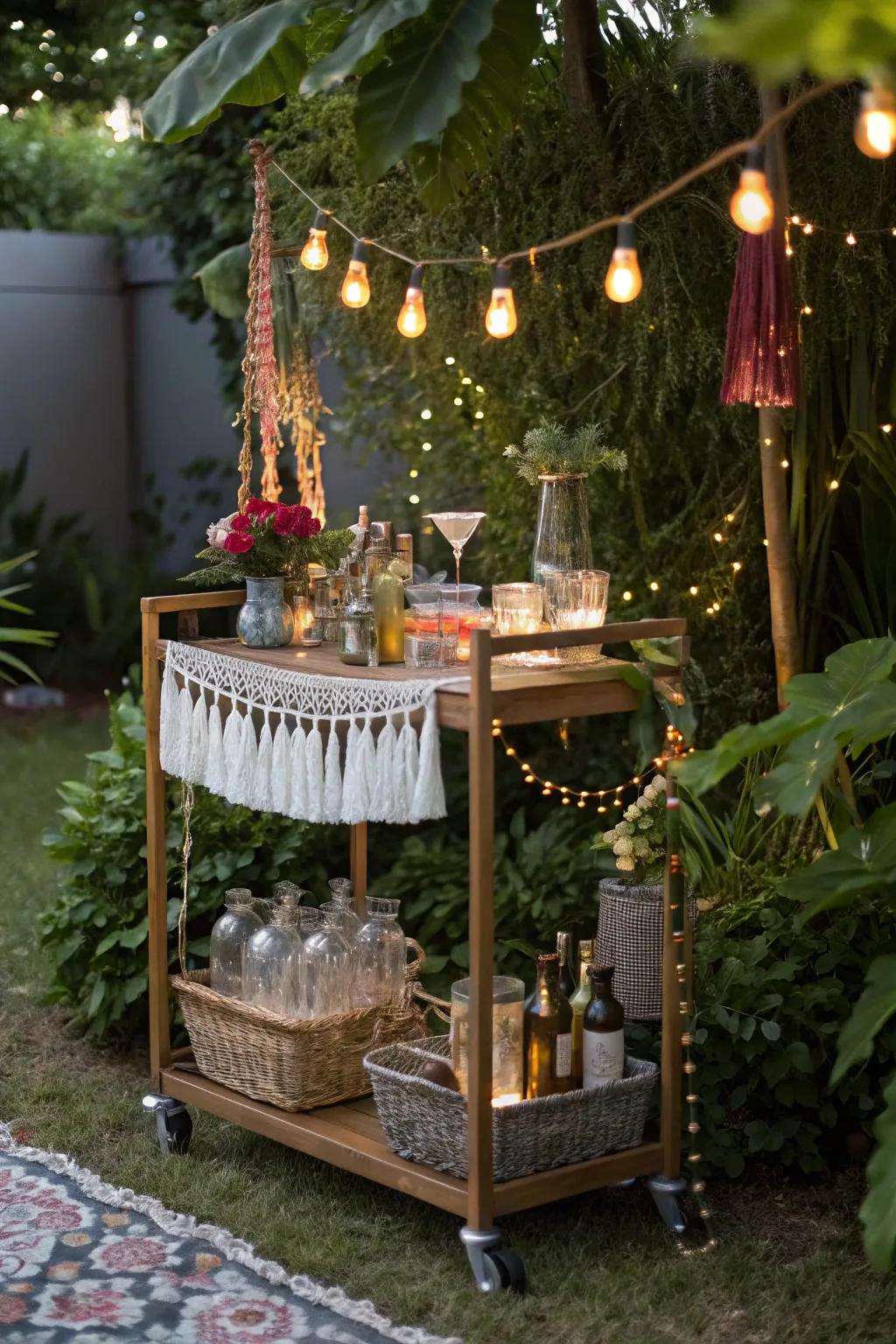 A free-spirit bar station gives your outdoor space a unique appeal.
