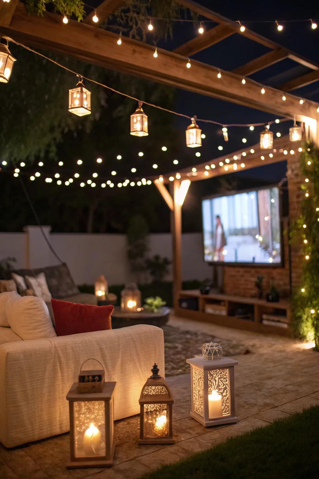 Atmospheric illumination transforms your viewing space into a captivating nighttime retreat.