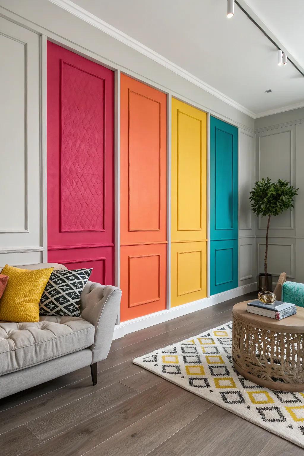 Interior featuring brightly colored boards for a bold statement.