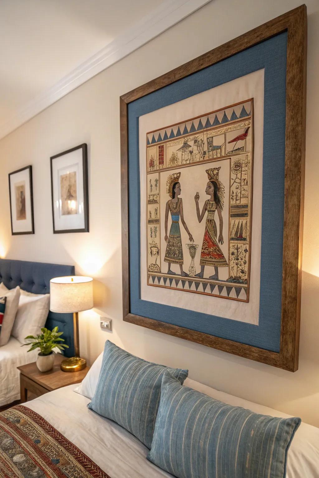 Hue-coordinated mounts enhance the artwork's harmony.