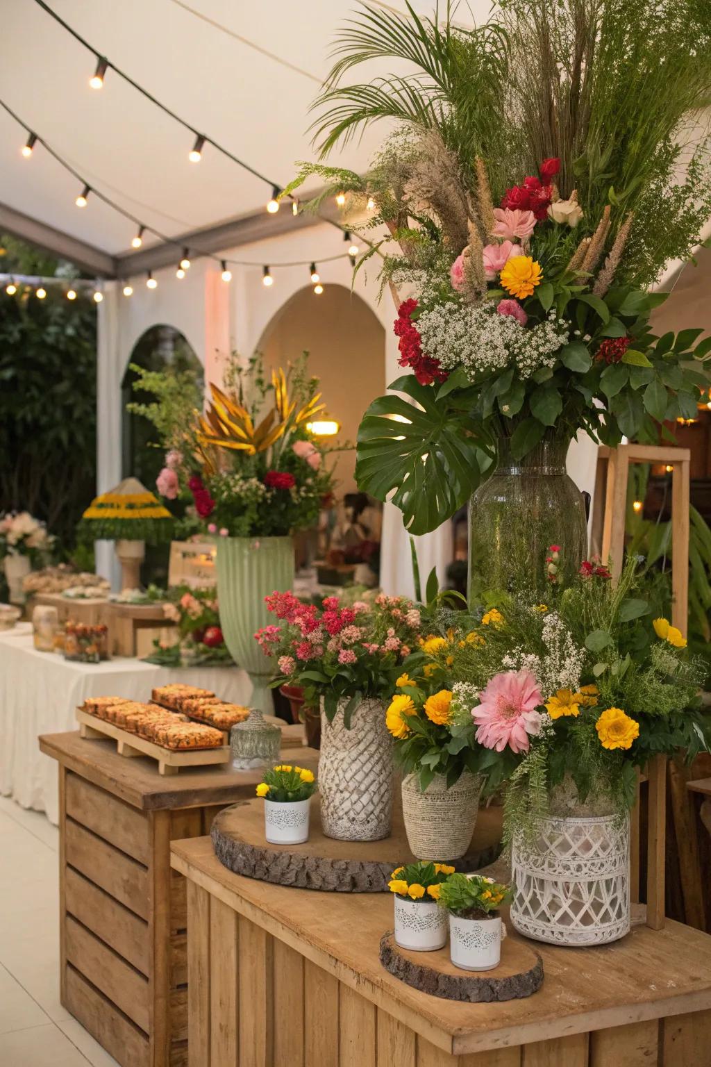 Natural elements like fresh flowers enhance any gathering.