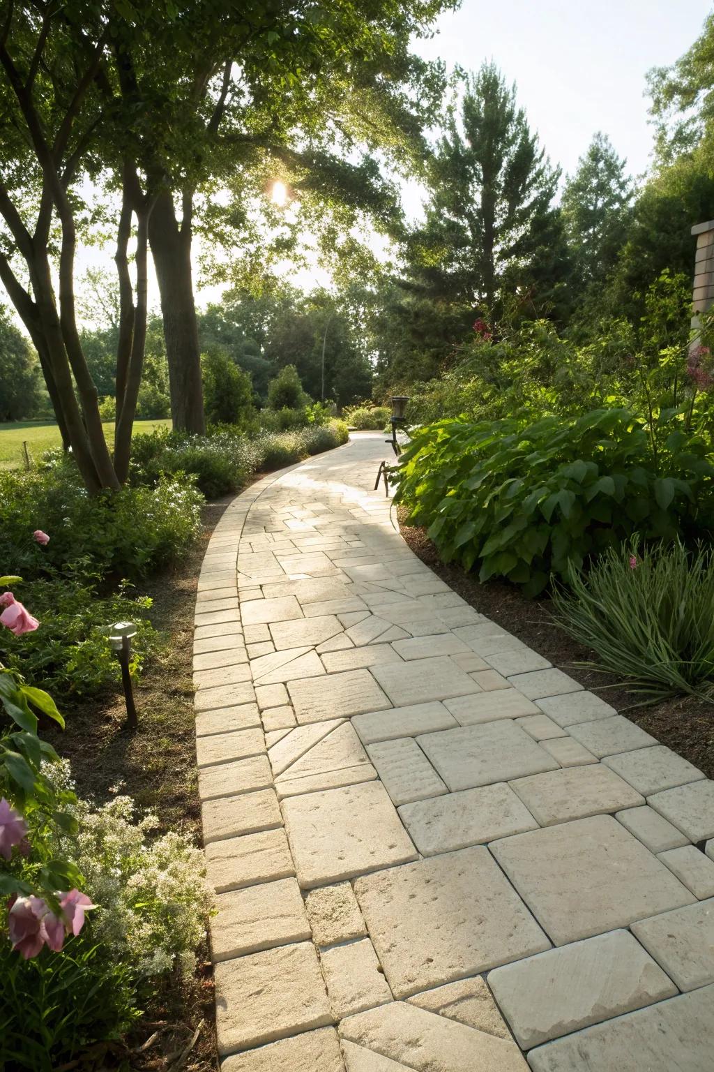 A radiant limestone walkway basking under the summer sun.