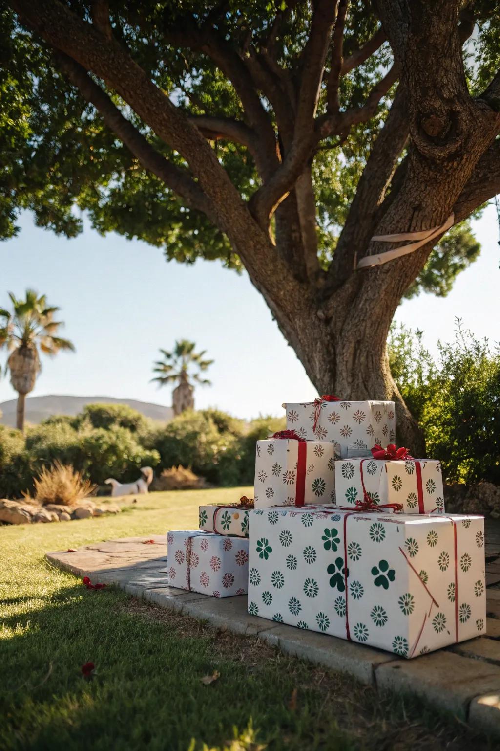 Creative wrapping paper with paw print patterns, perfect for enhancing the art of giving.