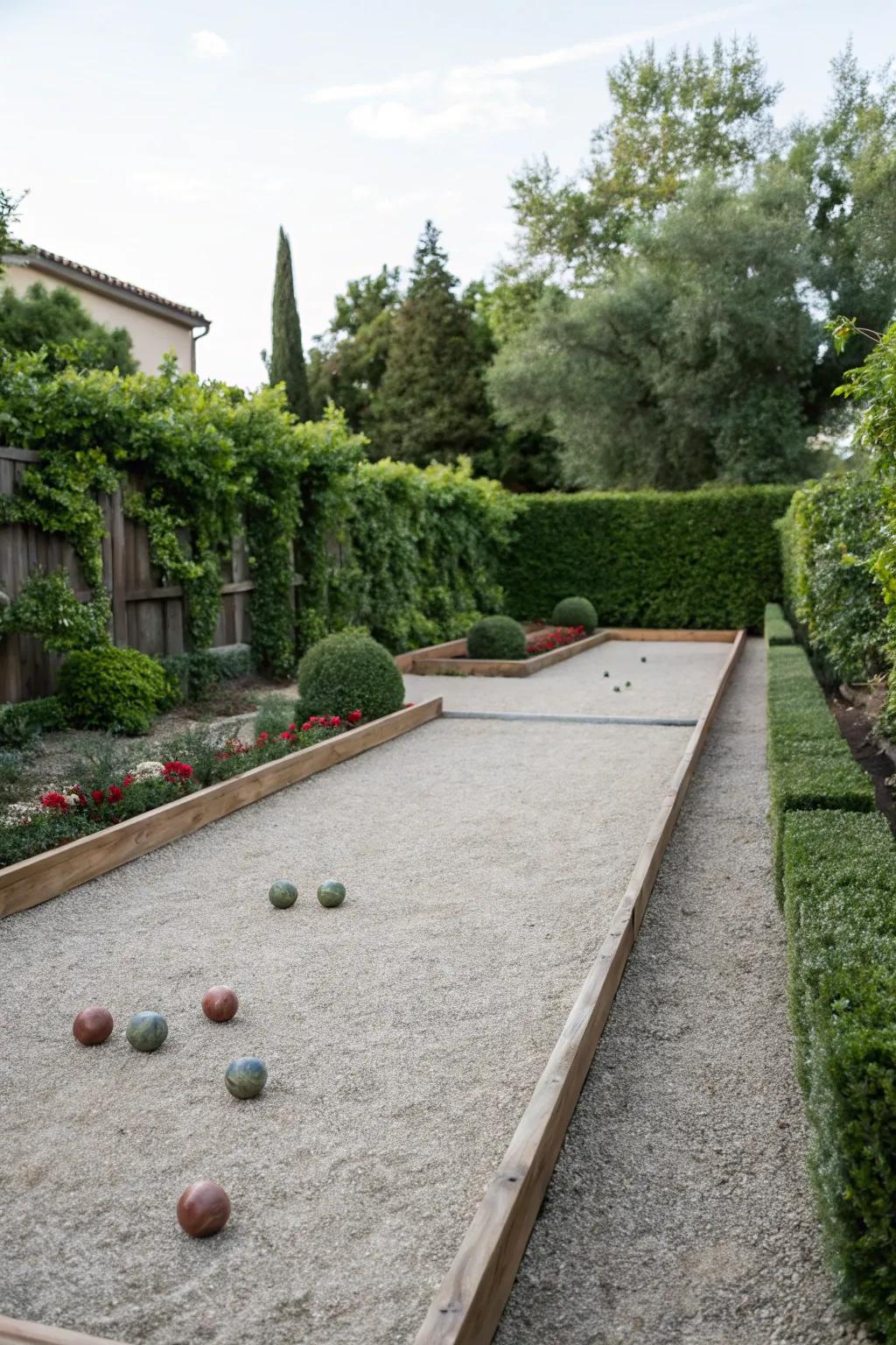 Game on with a cute bocce ball zone.