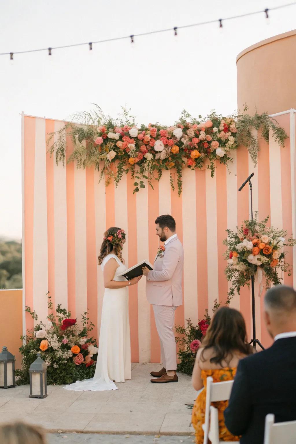 Striking apricot scene that enhances your ceremony setting.