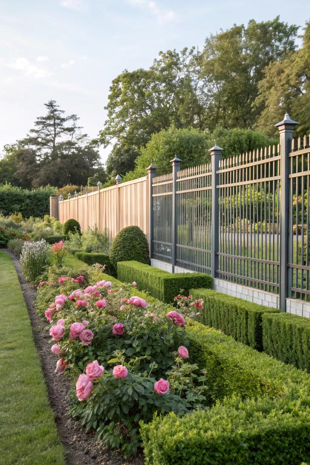 A secure fenced enclosure ensures pets can roam the garden safely.