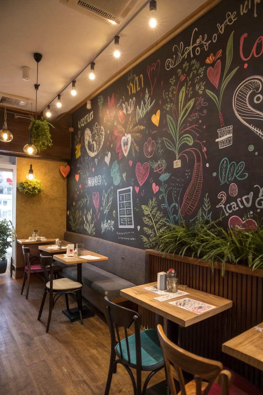 A panel canvas brimming with kaleidoscopic sketches and greetings, inspiring communal creativity.