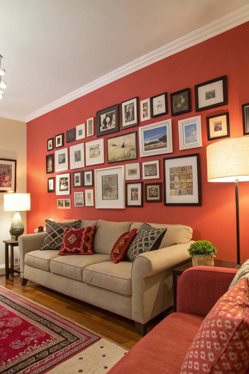 A dramatic accent wall draws attention and encourages interaction.