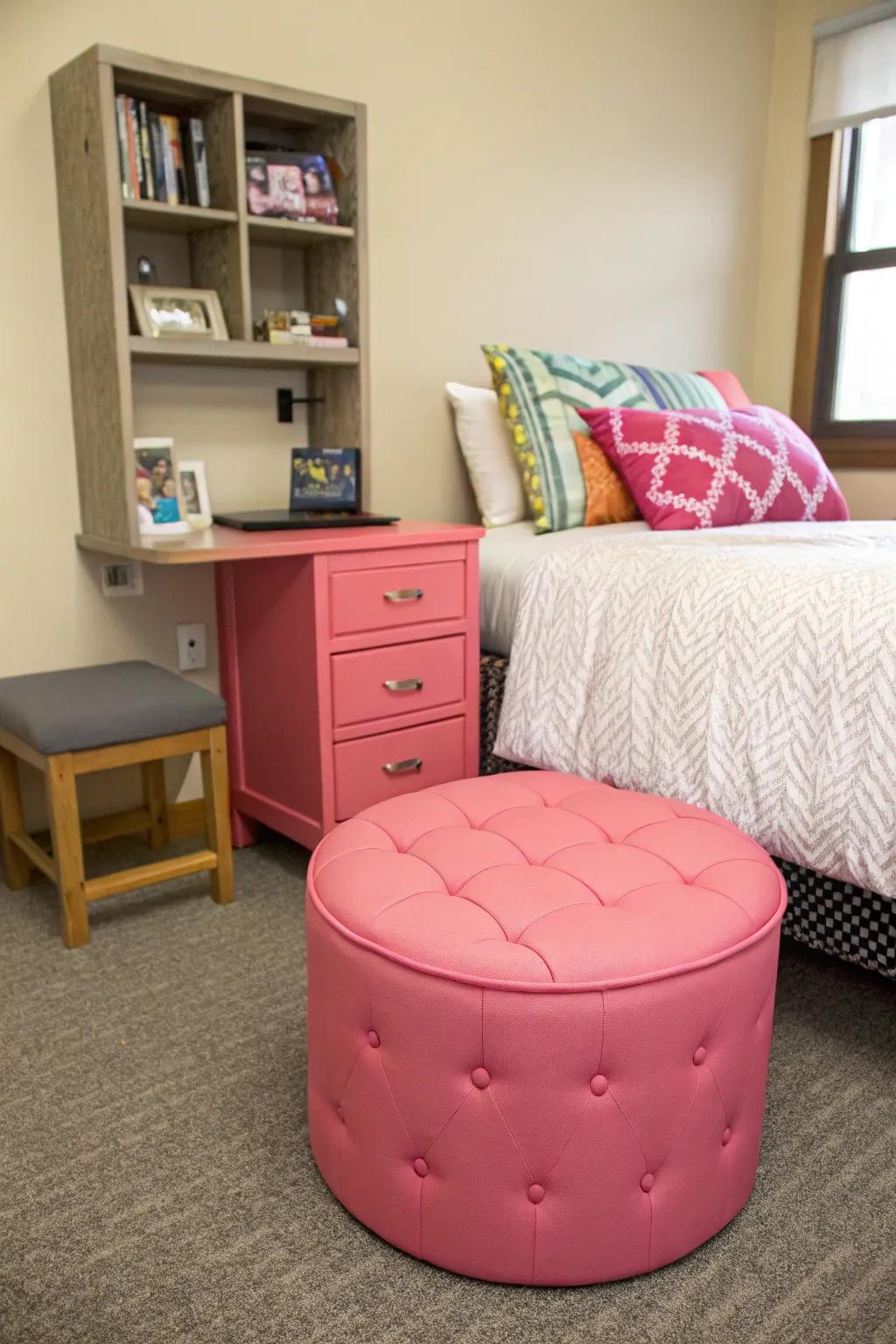 Accent furniture adds functionality and visual interest.