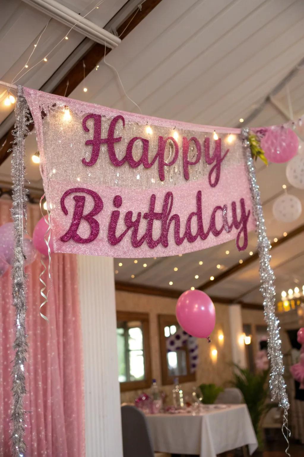 Custom rose banners add a personal touch to the celebration.