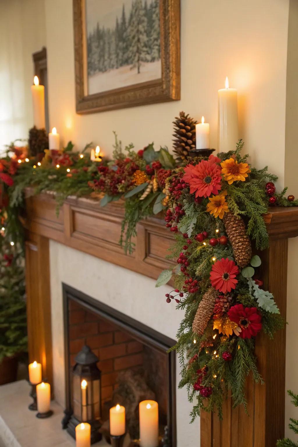 Enhance your garlands with candles for a cozy and festive atmosphere.