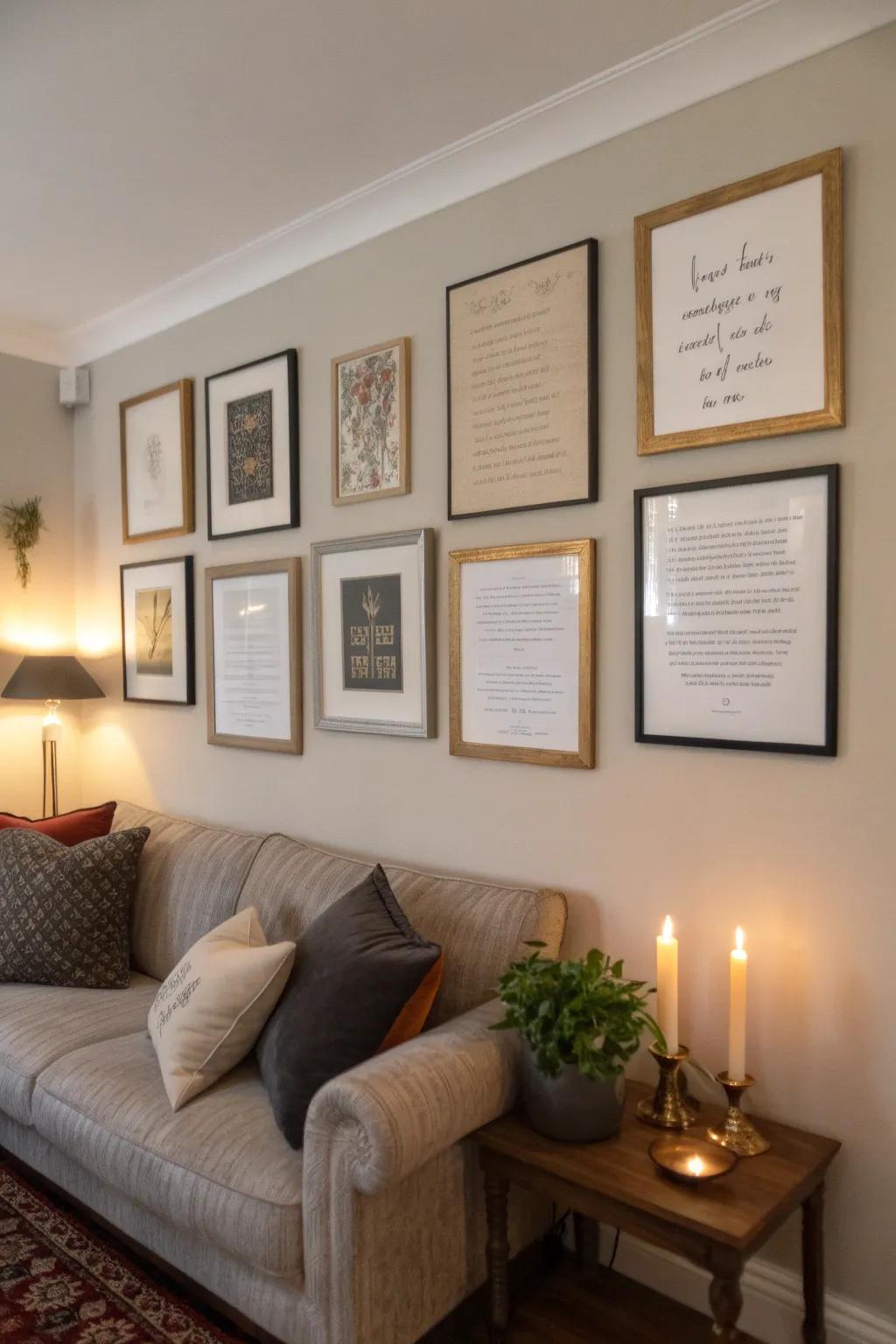 Transform poetry into wall art for a refined sensation.
