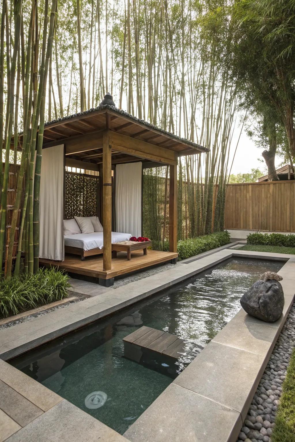 A Zen-inspired cabana shaped for peace and mindfulness.