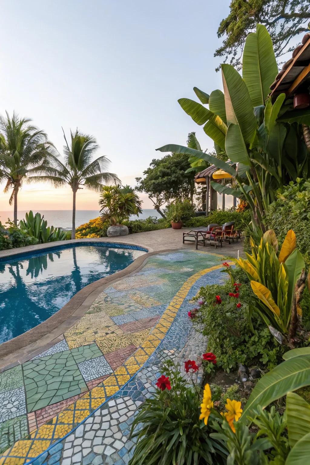 Patterned designs infuse vibrant color into your pool area.