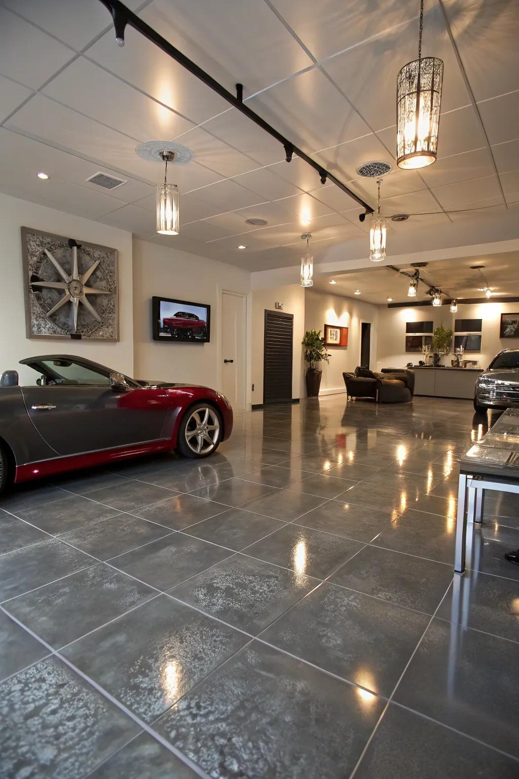 Add modern flair to your garage with metallic sheen squares.
