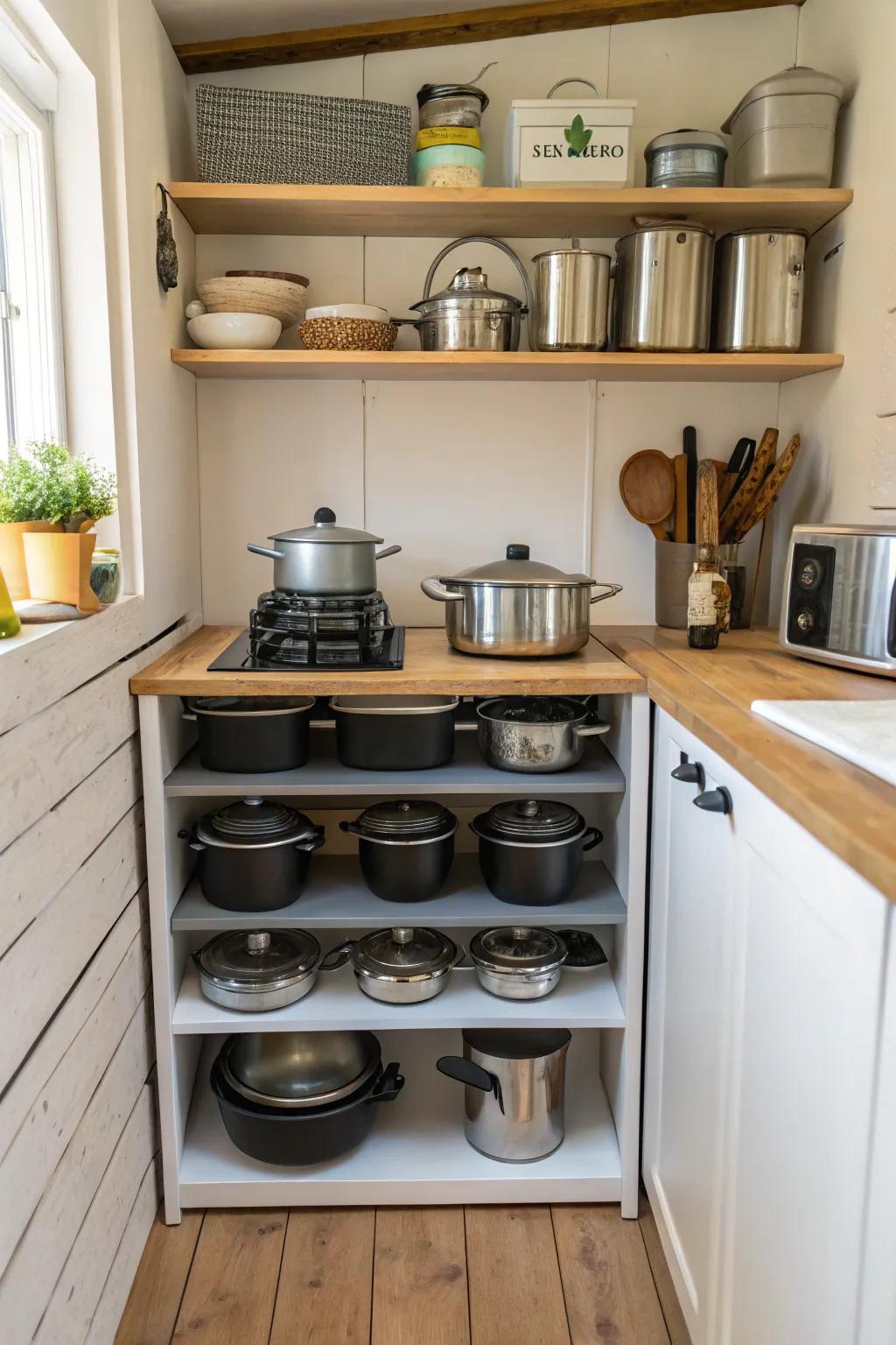 Compact arrangements keep your kitchen neat and efficient.