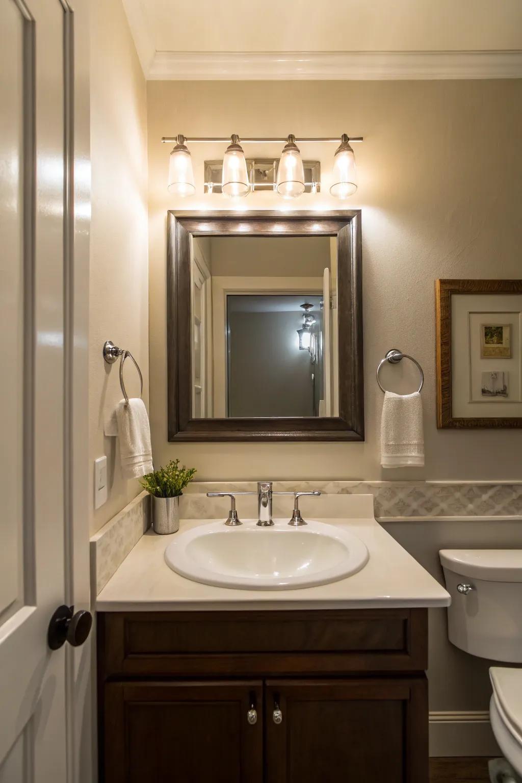 Activity illumination surrounding the sink is both practical and flattering.