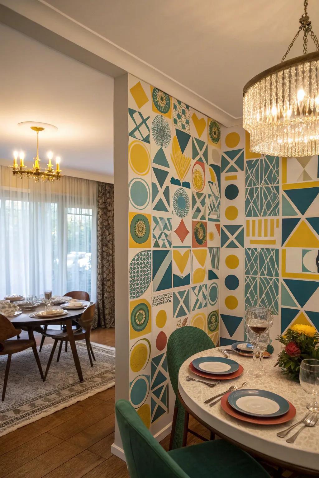 Geometric patterns seamlessly merge playfulness and refinement.