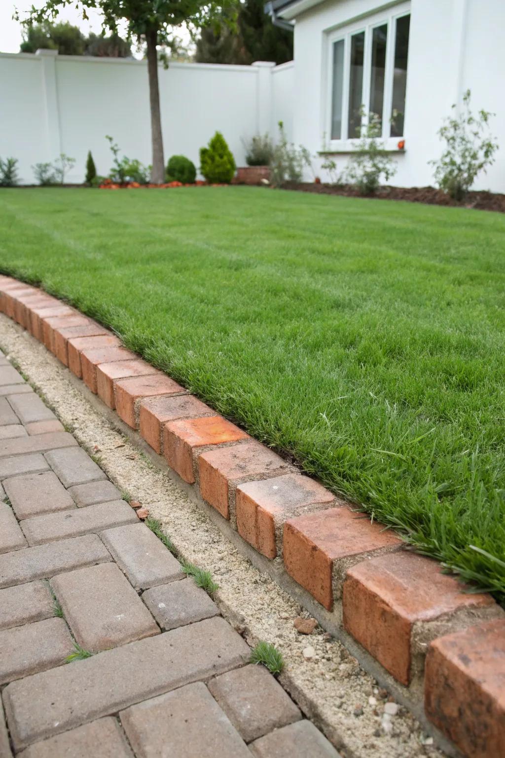 Brick border establishing a tidy property boundary.