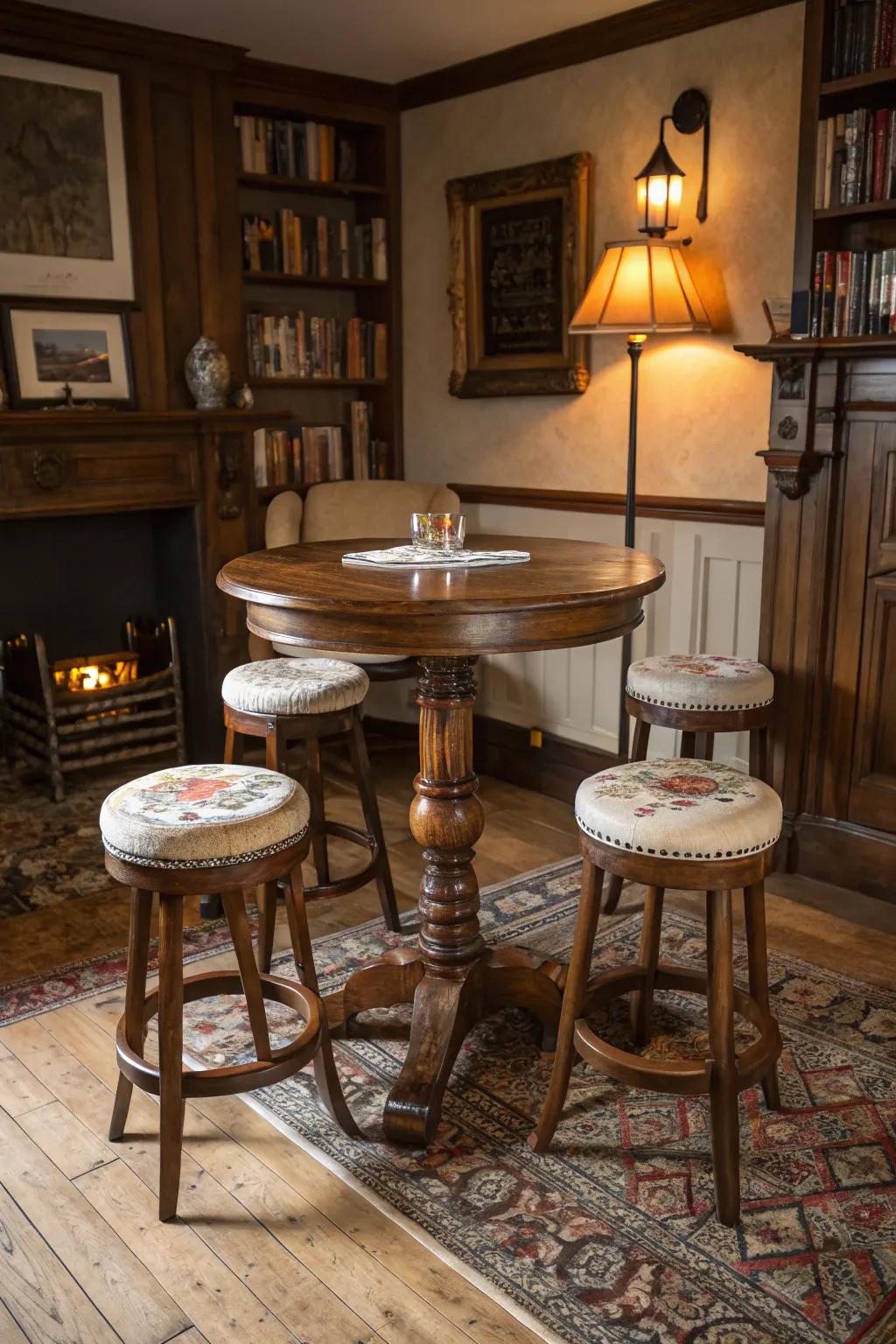 Eternal elegance with classic wooden standing-height tables.