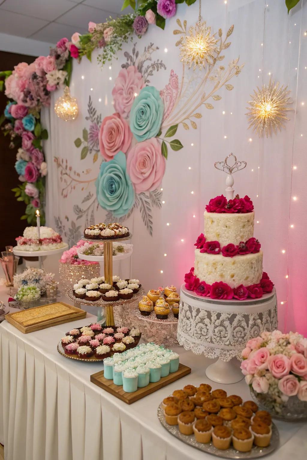 A dessert table backdrop renders sweet indulgences even more enticing.