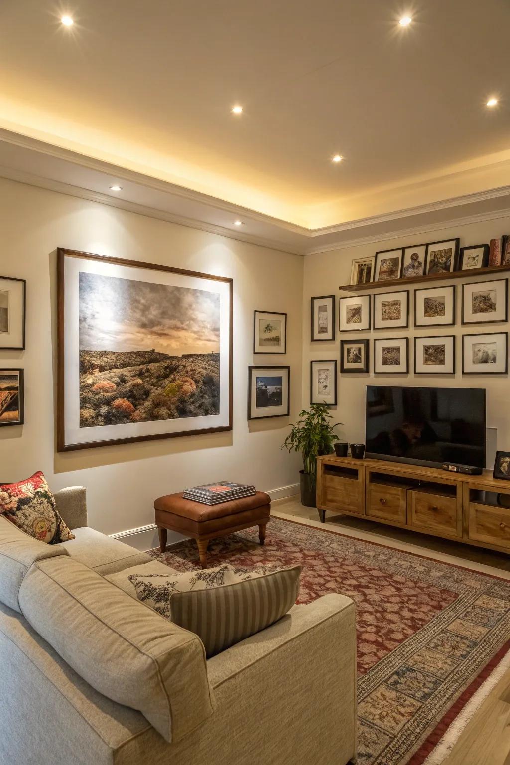 Art pieces that instill personality and allure into the living room.