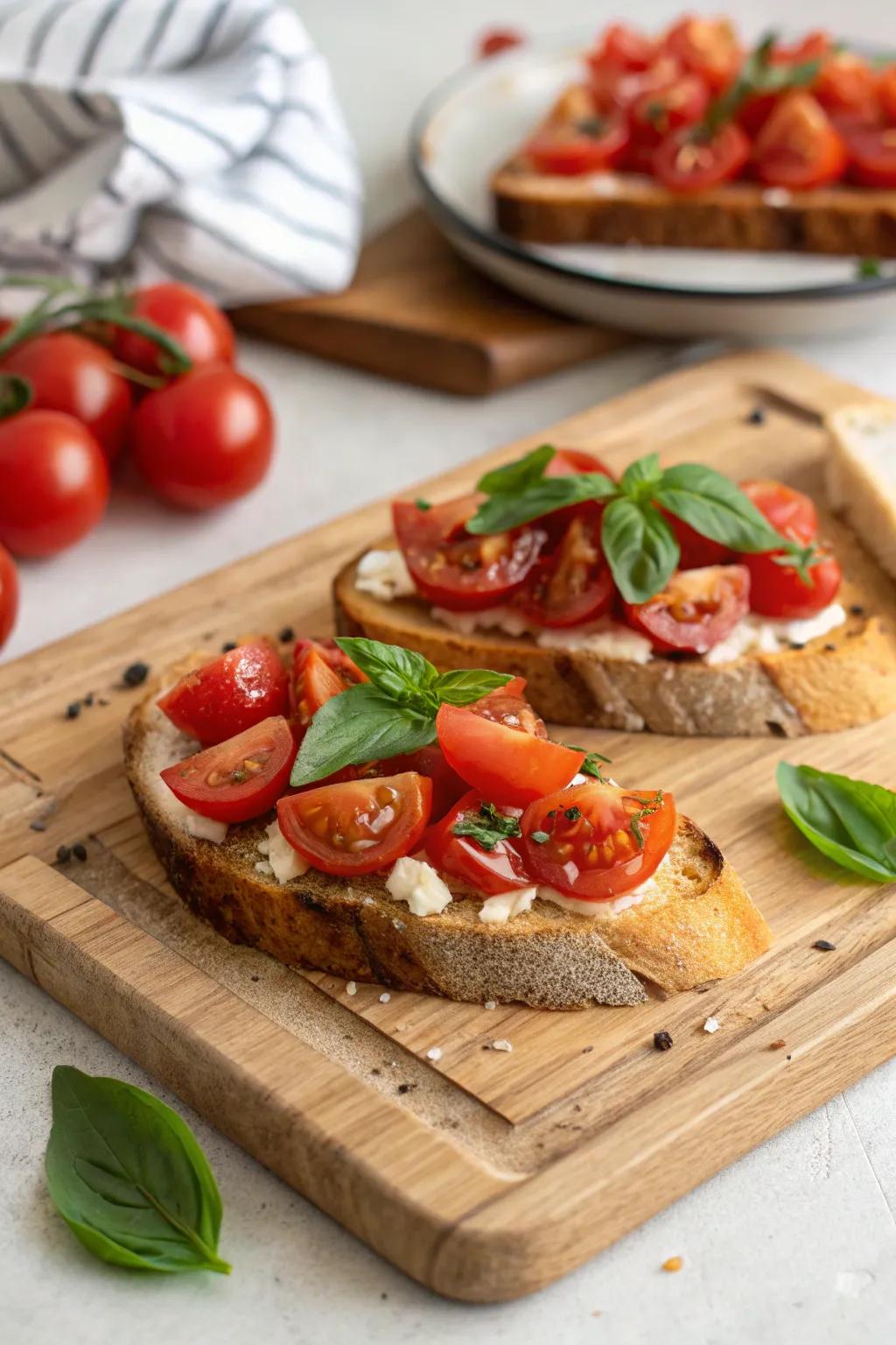 Tomato bruschetta is a timeless choice for any gathering.