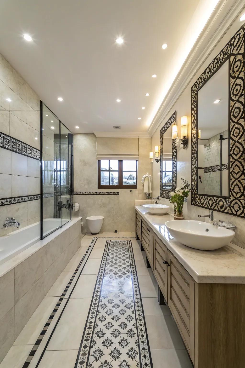 A chic restroom renovation combining function with luxury.
