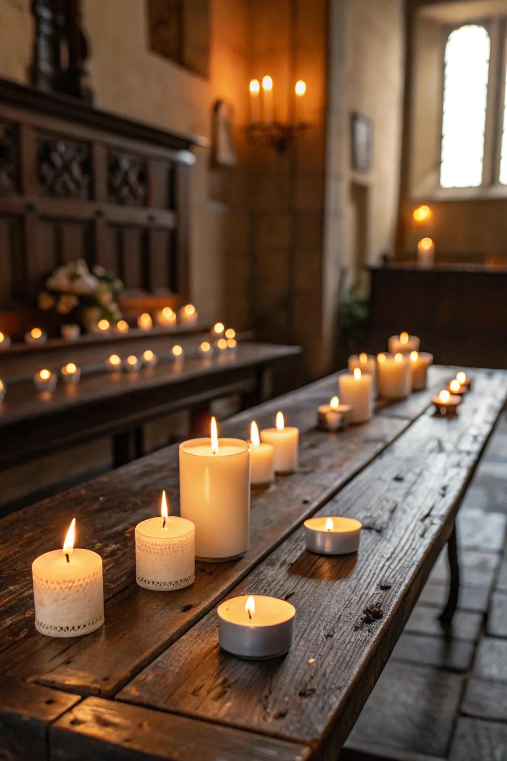 Candlelight casts a warm, enchanting shimmer, ideal for a gothic boudoir.