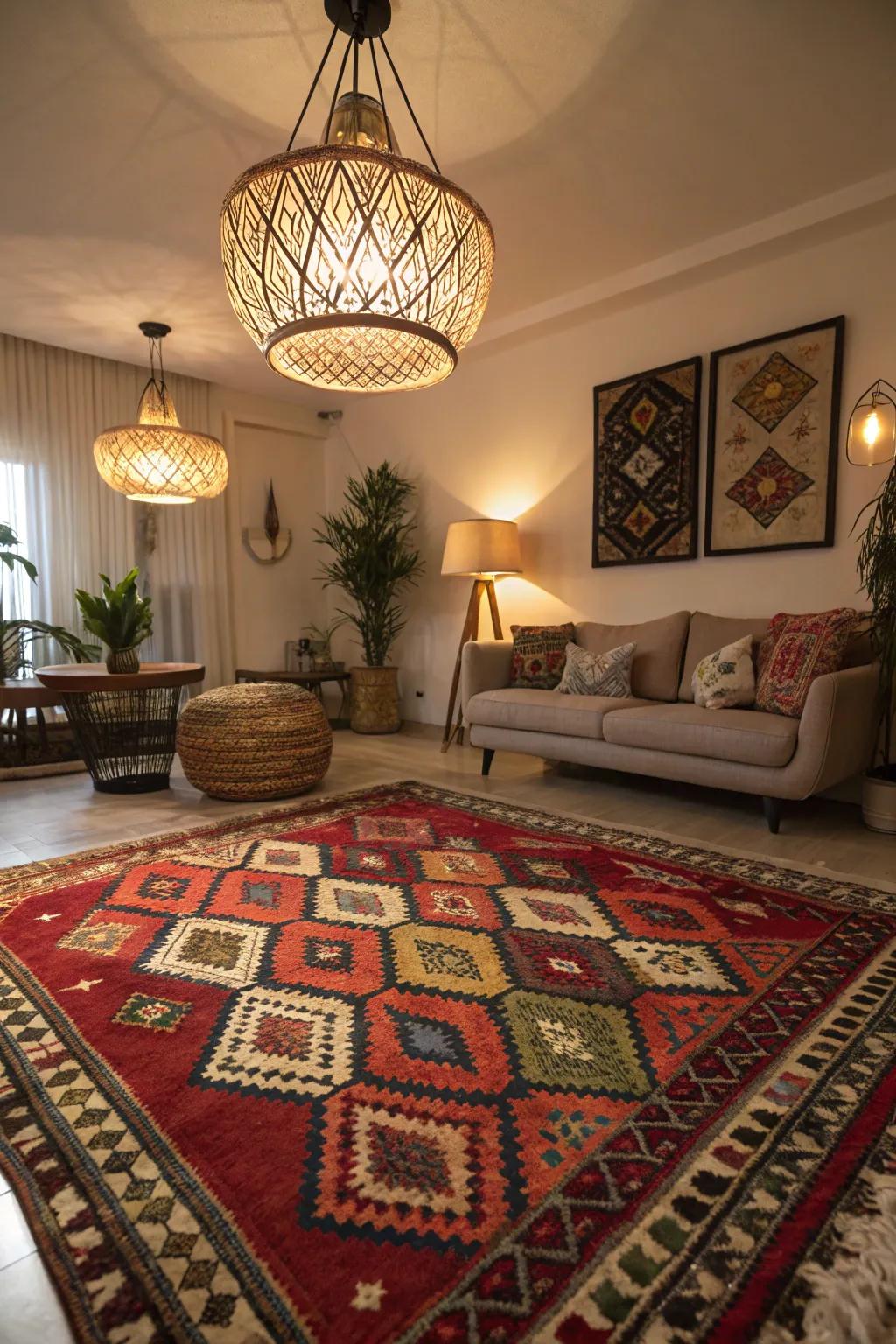 A room transformed by striking embellishments.